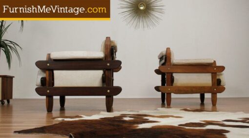 2 Mid Century Modern Brazilian Rosewood Arm Chairs