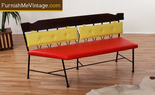 Mid Century Modern Wrought Iron Bench