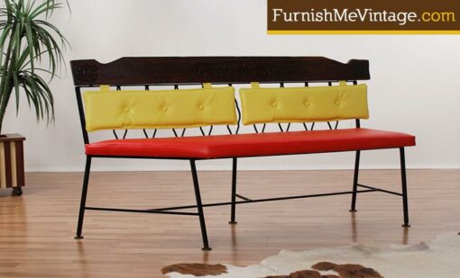 Mid Century Modern Wrought Iron Bench