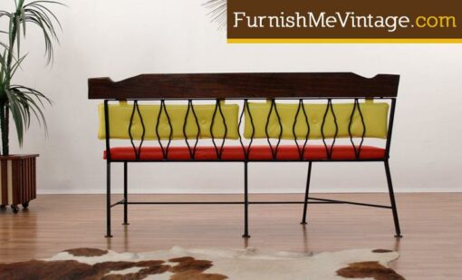 Mid Century Modern Wrought Iron Bench