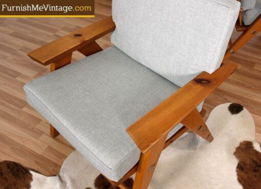 3 Matching Solid Pine Retro Arm Chairs