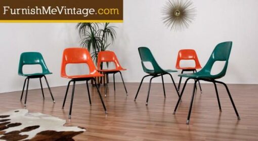 6 Retro Fiberglass Shell Chairs