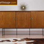 Mid Century Modern Large Wrought Iron Base Sideboard