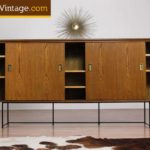 Mid Century Modern Large Wrought Iron Base Sideboard