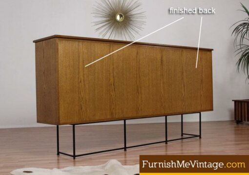 Mid Century Modern Large Wrought Iron Base Sideboard