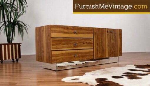 Post Modern Mirrored Base Credenza