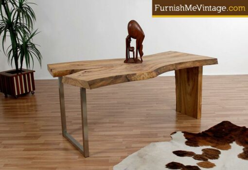 Monumental Rustic Wood Slab Dining Table