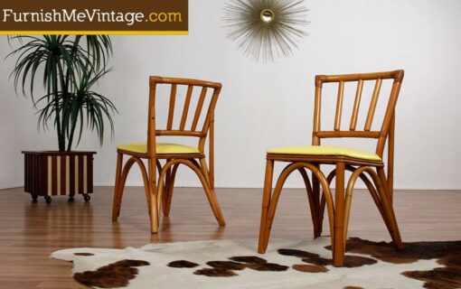 Six Retro Rattan Dining Chairs