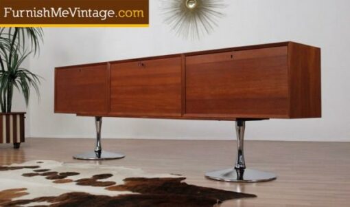 Long Danish Teak Credenza on Tulip Bases