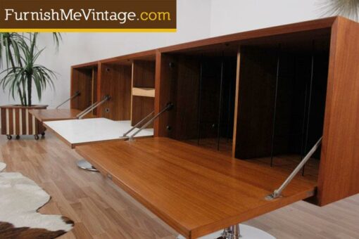 Long Danish Teak Credenza on Tulip Bases