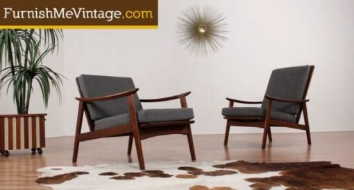 Pair of Retro Low Back and High Back Lounge Chairs