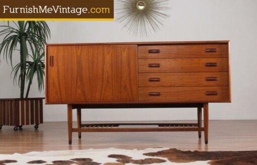 Mid Century Modern Teak Credenza with Magazine Rack