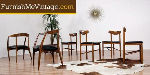 6 Retro Dining Chairs with Peabody Captains