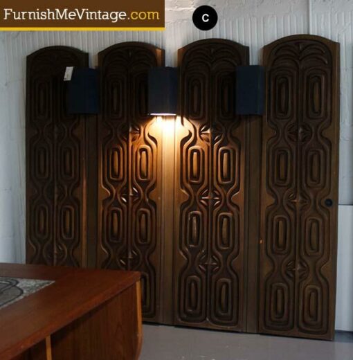 Retro Tiki Wall Panels with Lamps – (2) Available