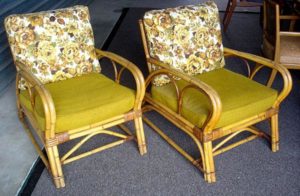 2 Vintage Mid Century Pretzel Rattan Chairs Excellent Condition 1960s