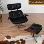 Mid Century Modern Black Plycraft Chair with Ottoman