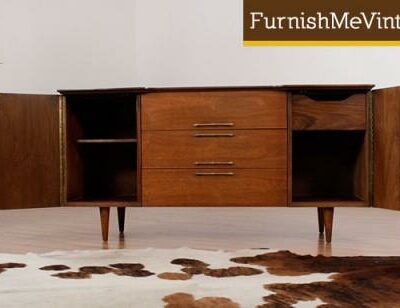 Mid Century Modern Rippled Door Credenza