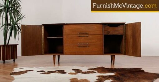 Mid Century Modern Rippled Door Credenza