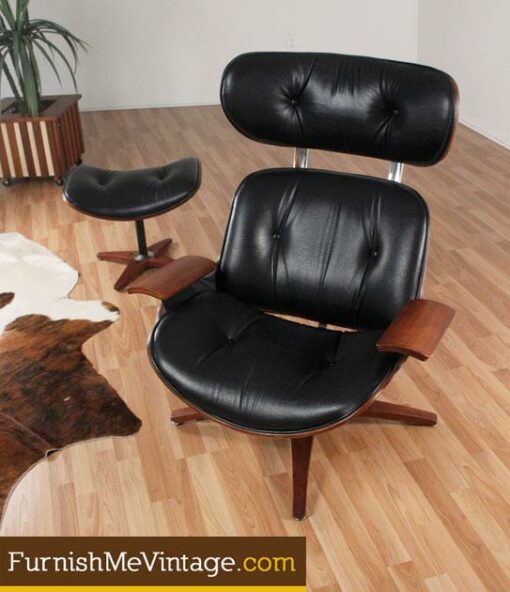 Mid Century Wood Accented Eames Style Lounge Chair