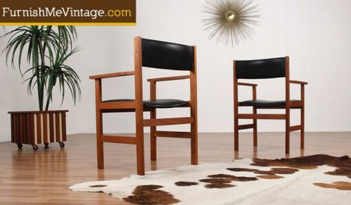 Set of (2) Danish teak Captains Chairs