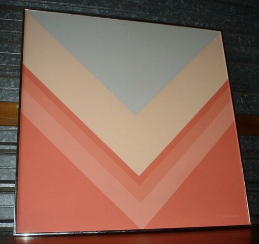 Vintage Modern Abstract Geometric Color Field Painting Signed Framed