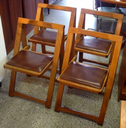 Mid Century Modern Danish Style Folding Chairs Set of 4