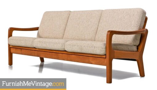 Juul Kristensen Convertible Danish Three Seater Teak Sofa Sleeper