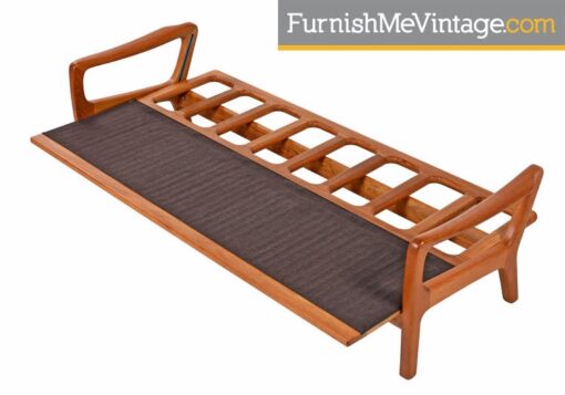 Juul Kristensen Convertible Danish Three Seater Teak Sofa Sleeper