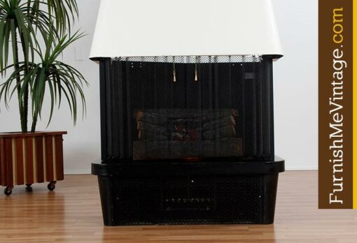 Mid century modern white electric fireplace with heater