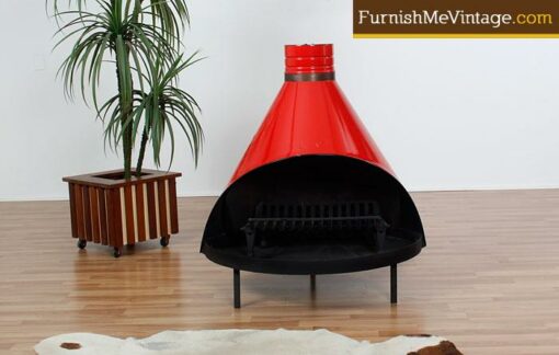 Mid Century Modern Red Cone Fireplace