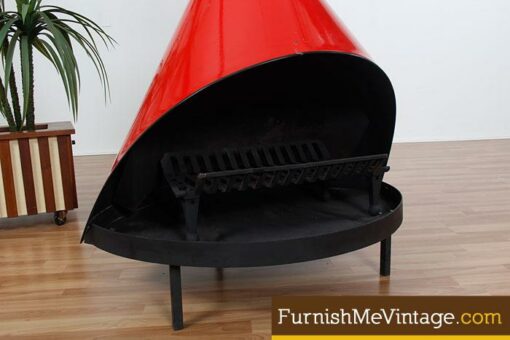 Mid Century Modern Red Cone Fireplace