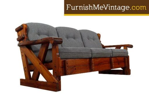 Vintage Rustic Knotty Pine Sofa