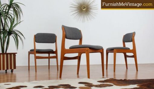 Danish Modern teak dining chairs by Benny Linden