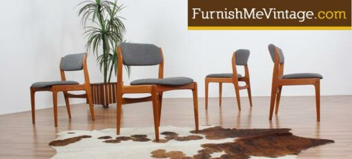 Danish Modern teak dining chairs by Benny Linden