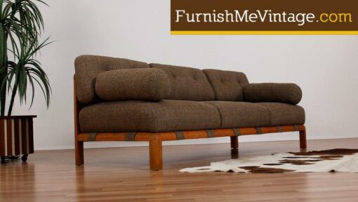Vintage modernist oak frame sofa