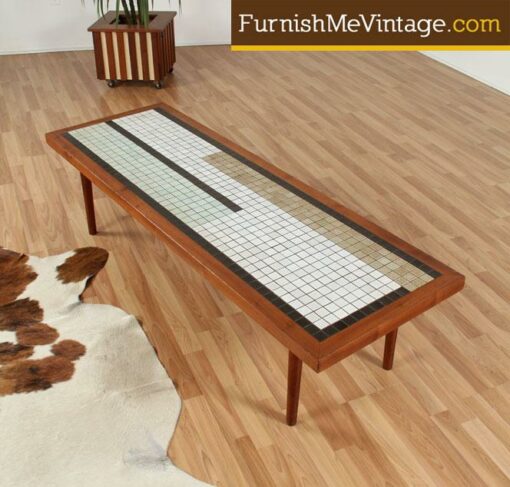 Mid century modern mosaic tile top coffee table