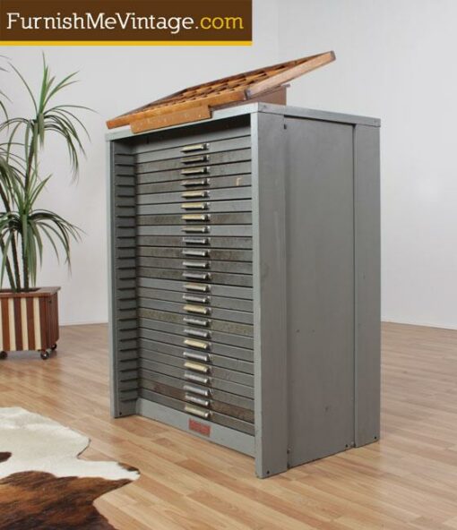 Vintage 1950s Hamilton Printer’s type setting cabinet