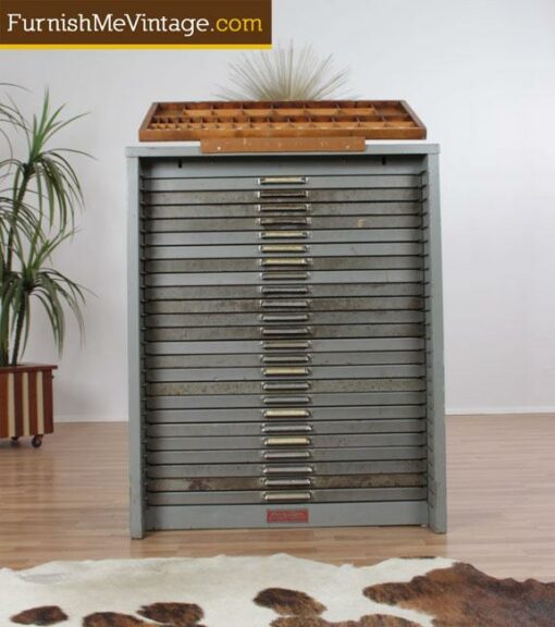 Vintage 1950s Hamilton Printer’s type setting cabinet