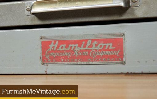Vintage 1950s Hamilton Printer’s type setting cabinet