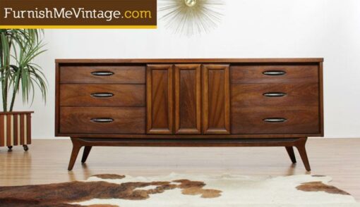 Mid century modern walnut triple dresser