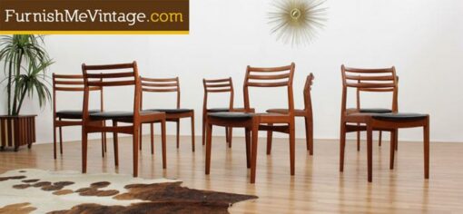 Set of 8 mid century modern Danish teak dining chairs