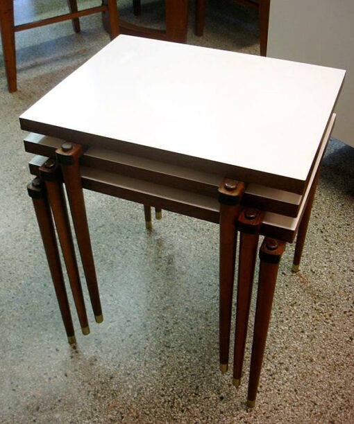 Danish White Lacquered Top Nesting Tables