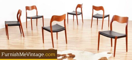 6 Moller Model 71 Danish Teak Dining Chairs