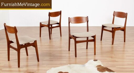 Set of 4 Restored Mid Century Modern Teak Dining Chairs