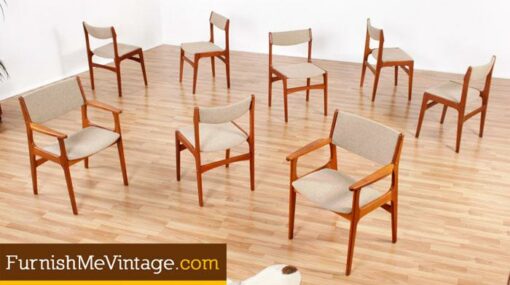 Set of 8 Mid Century Modern Danish Teak Dining Chairs