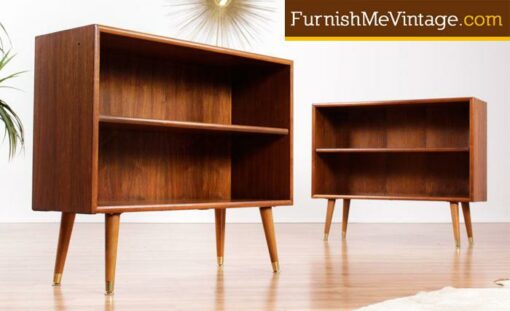 Small Mid Century Modern Bookcases – (2 Available)