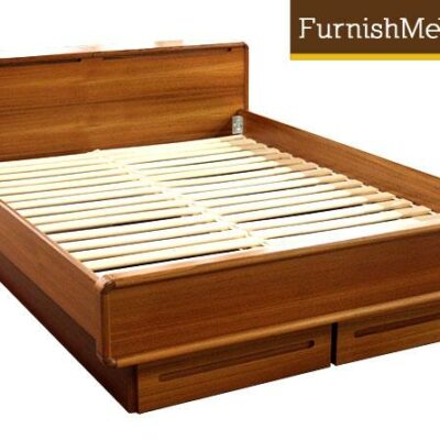 Queen Size Teak Platform Bed With Built-in Storage
