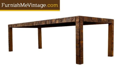 Refinished Vintage Large Lane Brutalist Dining Table