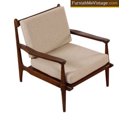 Beige Restored Mid Century Modern Lounge Chair