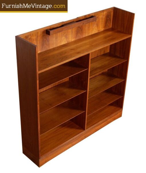 Vintage Lighted Danish Walnut Bookshelf